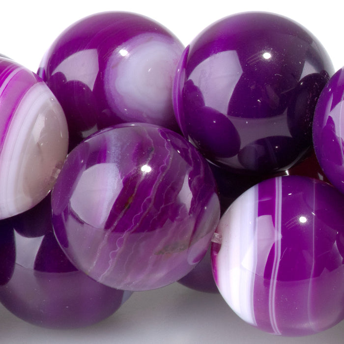 Purple (Dyed) Agate 14mm Round Bead - 15-16 Inch