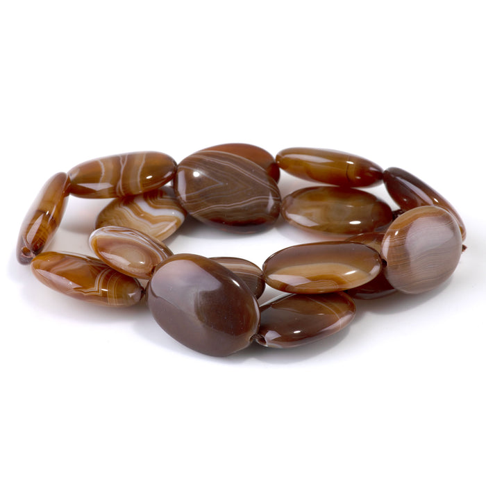 Agate 18x25mm Brown Oval Bead - 15-16 Inch