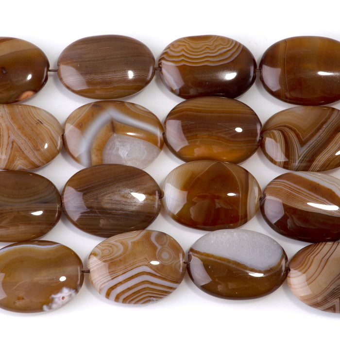 Agate 18x25mm Brown Oval Bead - 15-16 Inch