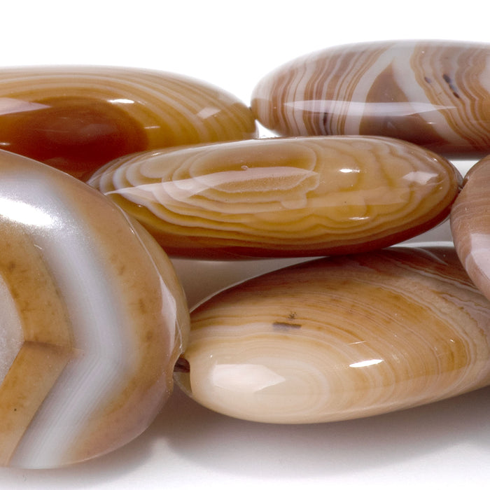 Agate 18x25mm Brown Oval Bead - 15-16 Inch