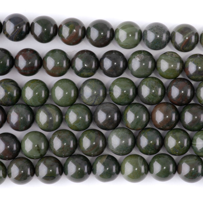 African Green Jasper 10mm Round - 15-16 Inch