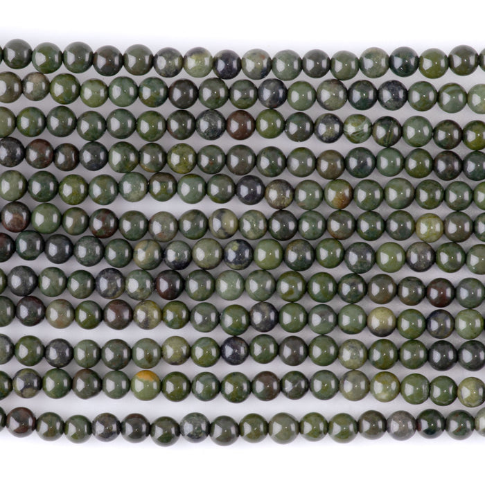 African Green Jasper 4mm Round - 15-16 Inch