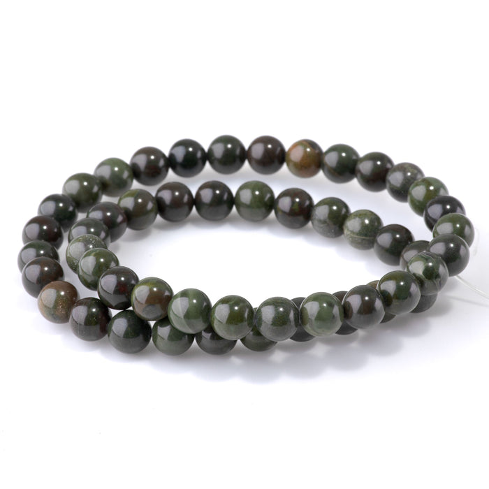 African Green Jasper 8mm Round - 15-16 Inch