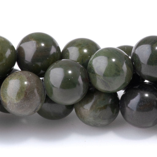 This is a Dakota Stones 8mm African Green Jasper Gemstone strand with round beads in 15-16 inch strand.