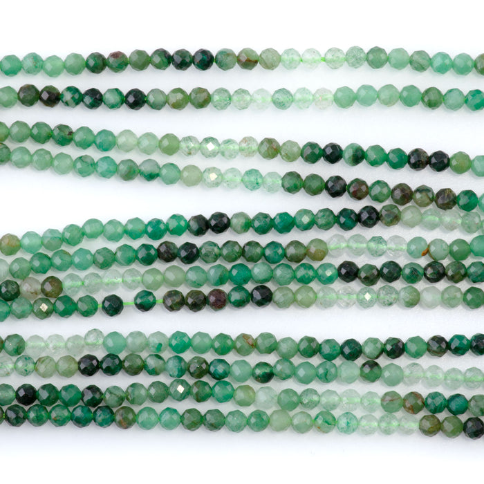 African Jade 3mm Banded Faceted Round - 15-16 Inch