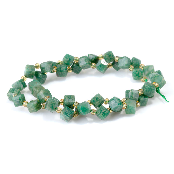 This is a Dakota Stones 6x8mm African Jade Corner Gemstone strand with A grade table-cut cube beads in 15-16 inch strand.