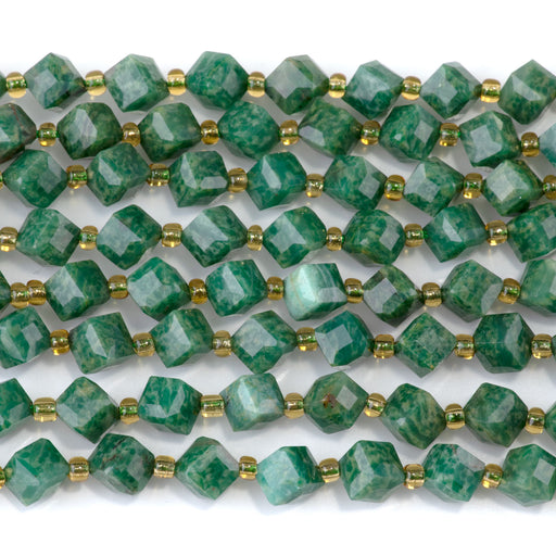 This is a Dakota Stones 6x8mm African Jade Corner Gemstone strand with A grade table-cut cube beads in 15-16 inch strand.