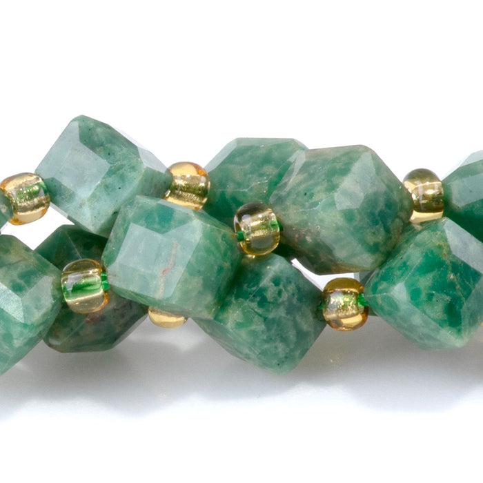 This is a Dakota Stones 6x8mm African Jade Corner Gemstone strand with A grade table-cut cube beads in 15-16 inch strand.