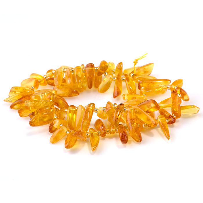Amber 5x10-20mm Top Drill Teeth -15-16 Inch