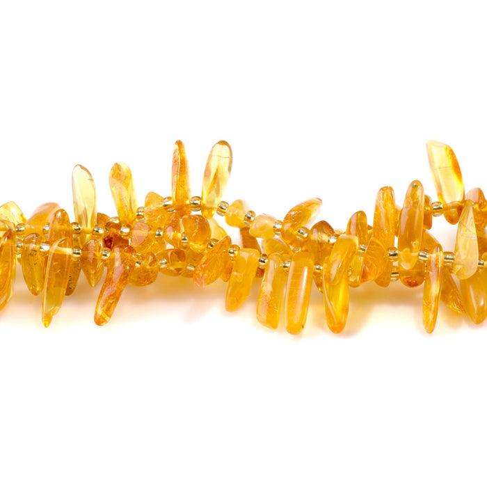 Amber 5x10-20mm Top Drill Teeth -15-16 Inch