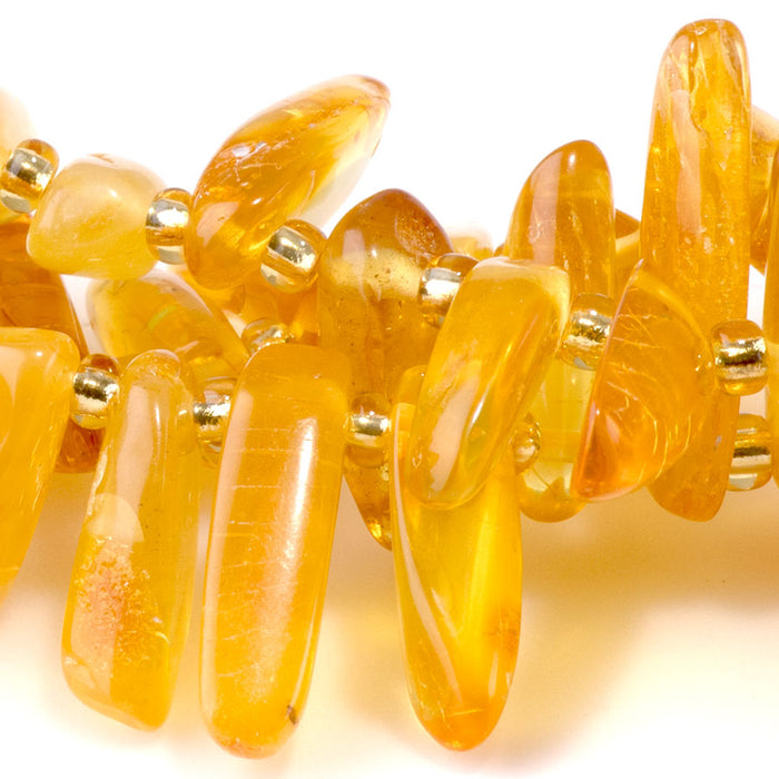 Amber 5x10-20mm Top Drill Teeth -15-16 Inch