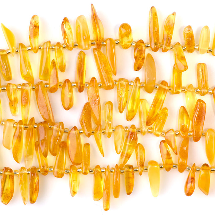 Amber 5x10-20mm Top Drill Teeth -15-16 Inch