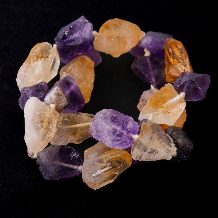 Amethyst + Citrine 14x20mm Rough Nugget - 15-16 Inch