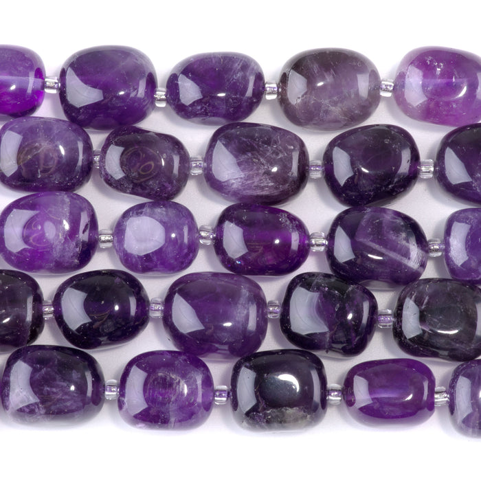 Amethyst 10x14-13x17mm Tumble Nugget - 15-16 Inch