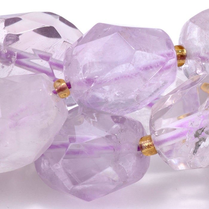 Light Amethyst 10x13-14x17mm Faceted Tumble Nugget - 15-16 Inch