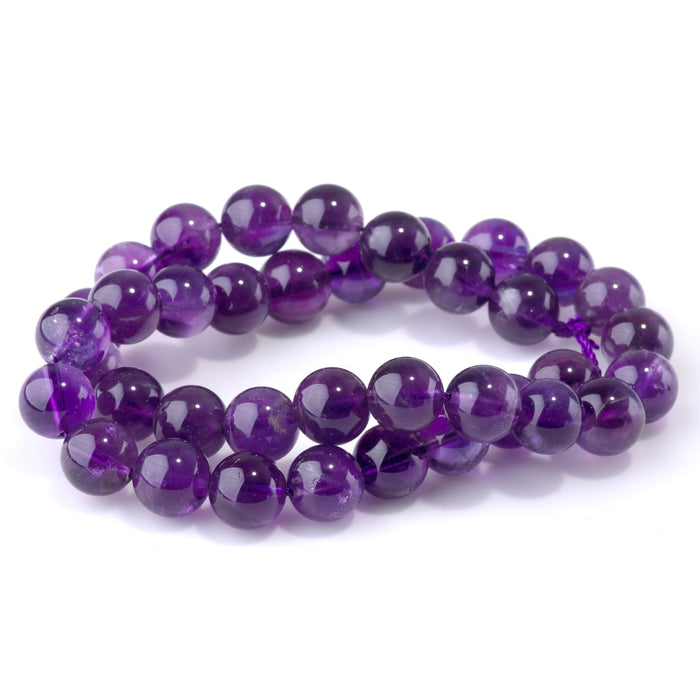Amethyst 10mm Round A Grade - 15-16 Inch