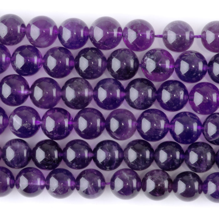 Amethyst 10mm Round A Grade - 15-16 Inch