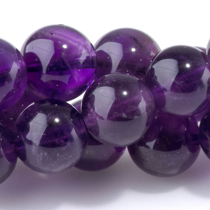 Amethyst 10mm Round A Grade - 15-16 Inch