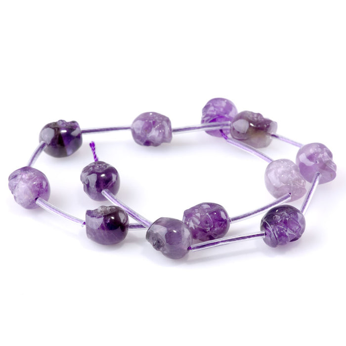 Amethyst 11x13mm Long Drill Skull - 15-16 Inch