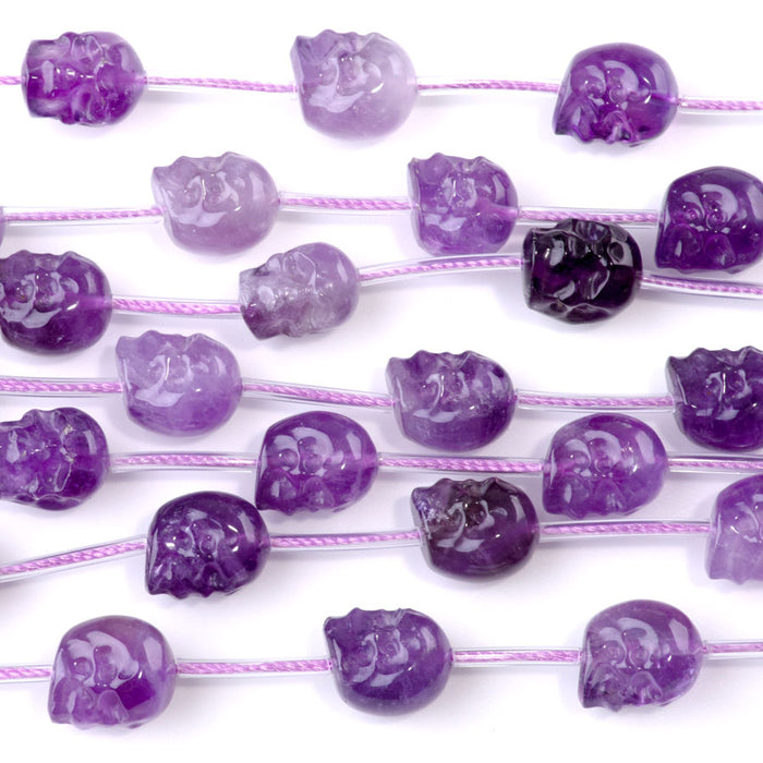 Amethyst 11x13mm Long Drill Skull - 15-16 Inch