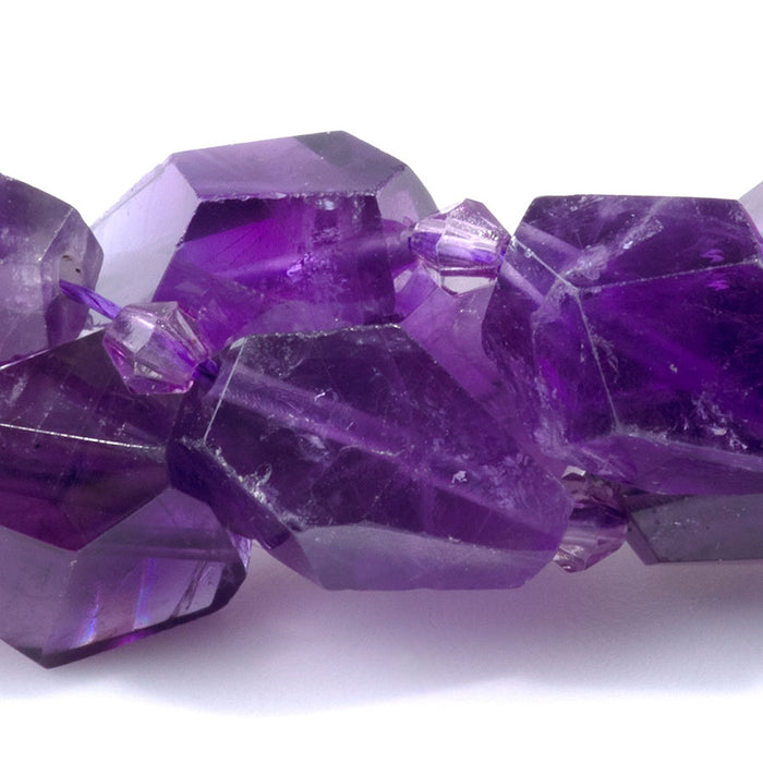 Amethyst 12x16-15x20mm Graduated Faceted Nugget AAA Grade - 15-16 Inch