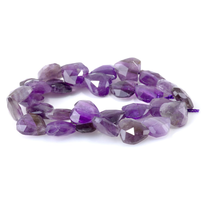 This is a Dakota Stones 14mm Amethyst Gemstone strand with A grade faceted heart beads in 15-16 inch strand.