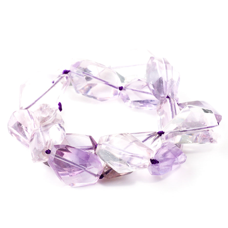Amethyst Nugget 19-28mm Faceted Freeform - 15-16 Inch