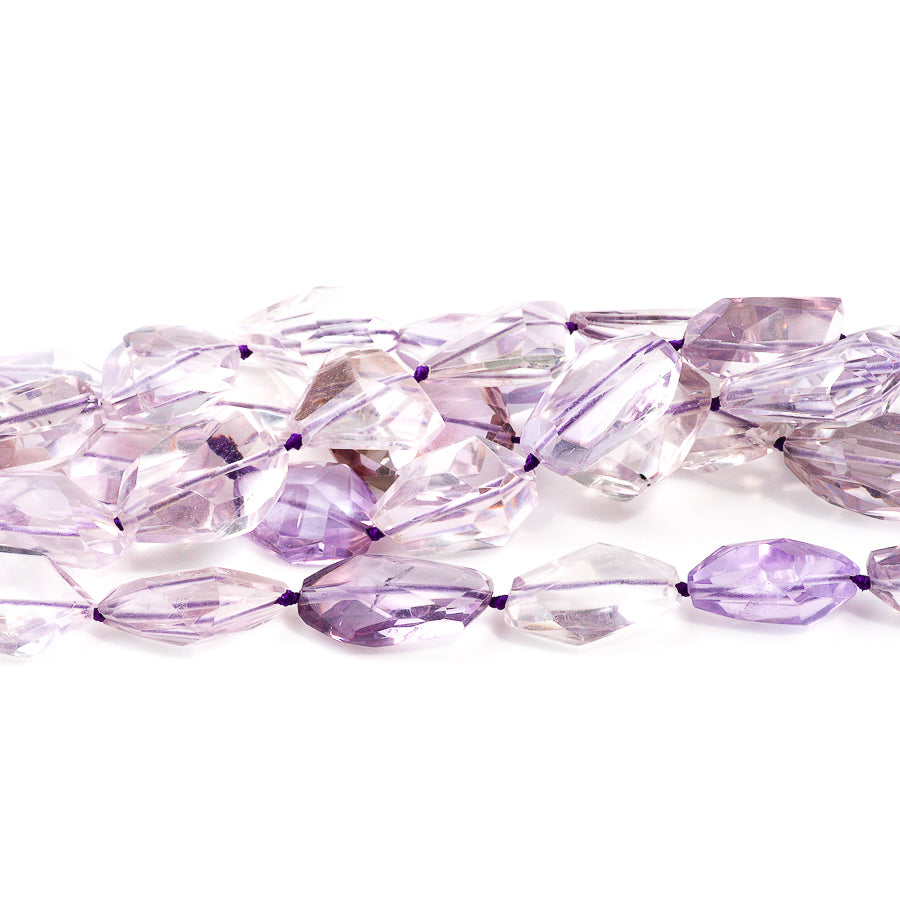 Amethyst Nugget 19-28mm Faceted Freeform - 15-16 Inch