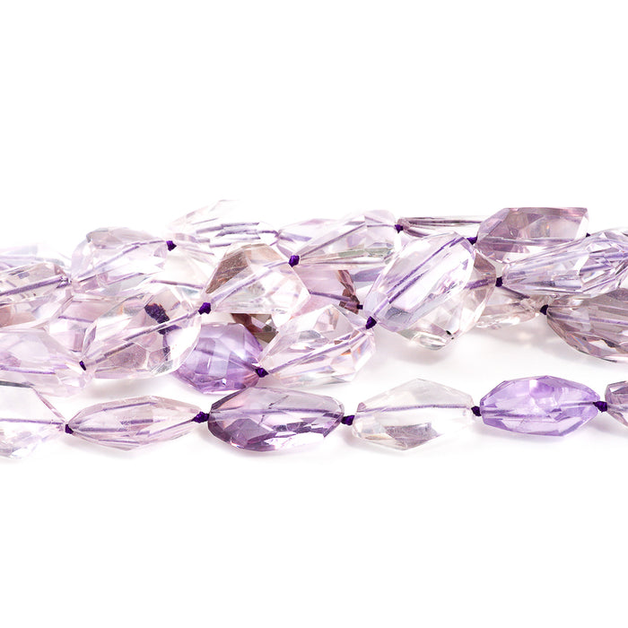 Amethyst Nugget 19-28mm Faceted Freeform - 15-16 Inch