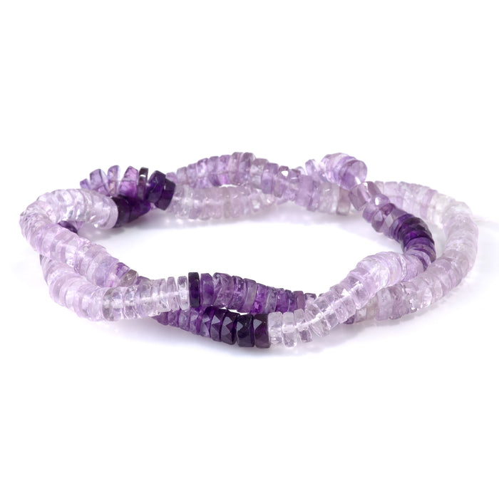 Amethyst 2-3x6-7mm Faceted Irregular Banded Tyre Bead - 15-16 Inch