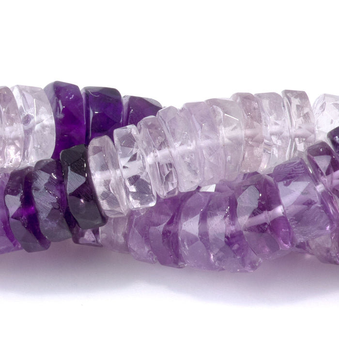 Amethyst 2-3x6-7mm Faceted Irregular Banded Tyre Bead - 15-16 Inch