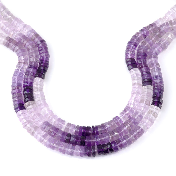 Amethyst 2-3x6-7mm Faceted Irregular Banded Tyre Bead - 15-16 Inch