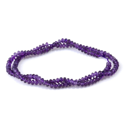 This is a Dakota Stones 2x4mm Amethyst Gemstone strand with A grade faceted rondelle beads in 15-16 inch strand.
