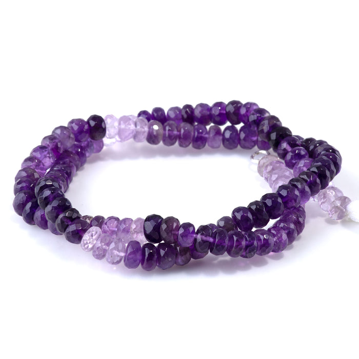 Amethyst 3-8mm Banded Faceted Rondelle - 18 Inch