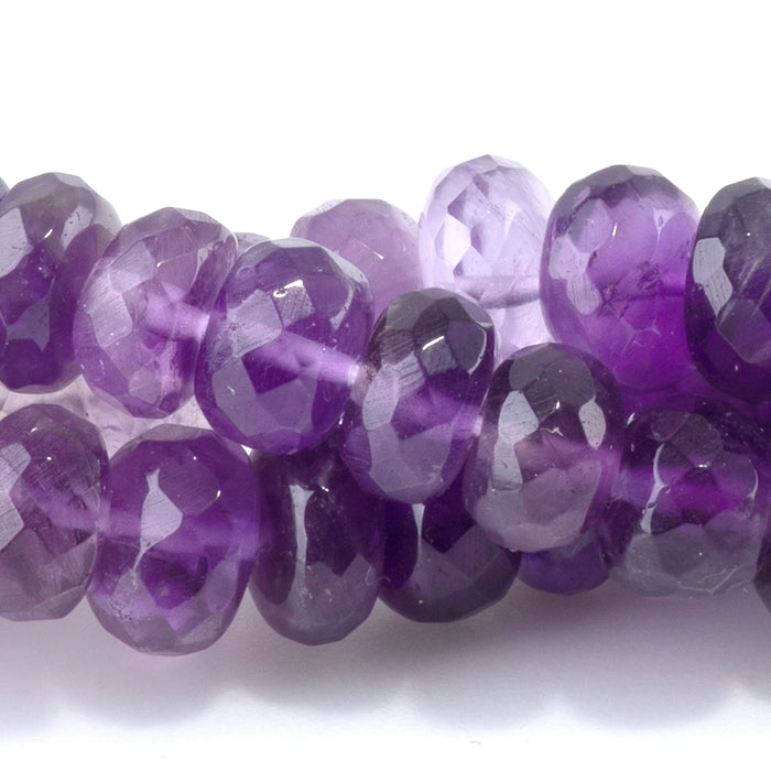 Amethyst 3-8mm Banded Faceted Rondelle - 18 Inch