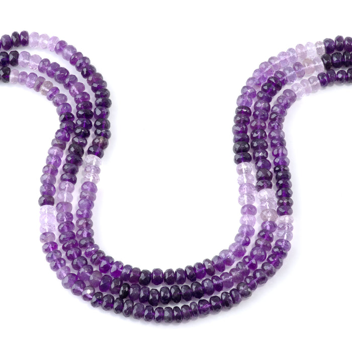 Amethyst 3-8mm Banded Faceted Rondelle - 18 Inch