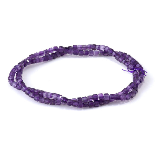 This is a Dakota Stones 3mm Amethyst Table Cut Gemstone strand with A grade cube beads in 15-16 inch strand.