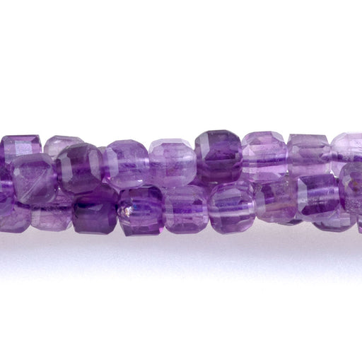 This is a Dakota Stones 3mm Amethyst Table Cute Gemstone strand with A grade cube beads in 15-16 inch strand.