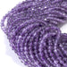 This is a Dakota Stones 3mm Amethyst Gemstone strand with A grade faceted round beads in 15-16 inch strand.
