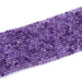 This is a Dakota Stones 3mm Amethyst Gemstone strand with A grade faceted round beads in 15-16 inch strand.