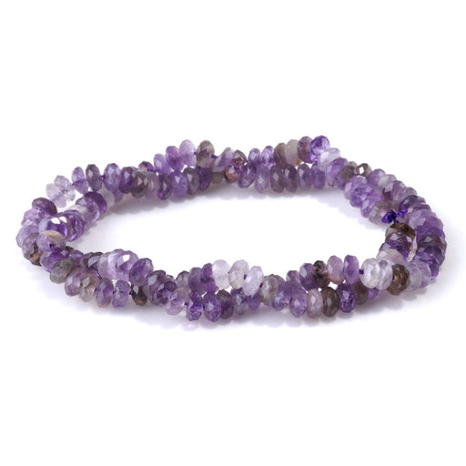 This is a Dakota Stones 3x6mm Amethyst Gemstone strand with A grade faceted rondelle beads in 15-16 inch strand.