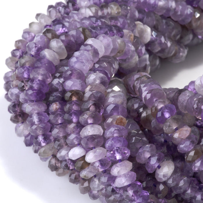 This is a Dakota Stones 3x6mm Amethyst Gemstone strand with A grade faceted rondelle beads in 15-16 inch strand.