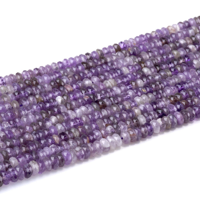 This is a Dakota Stones 3x6mm Amethyst Gemstone strand with A grade faceted rondelle beads in 15-16 inch strand.