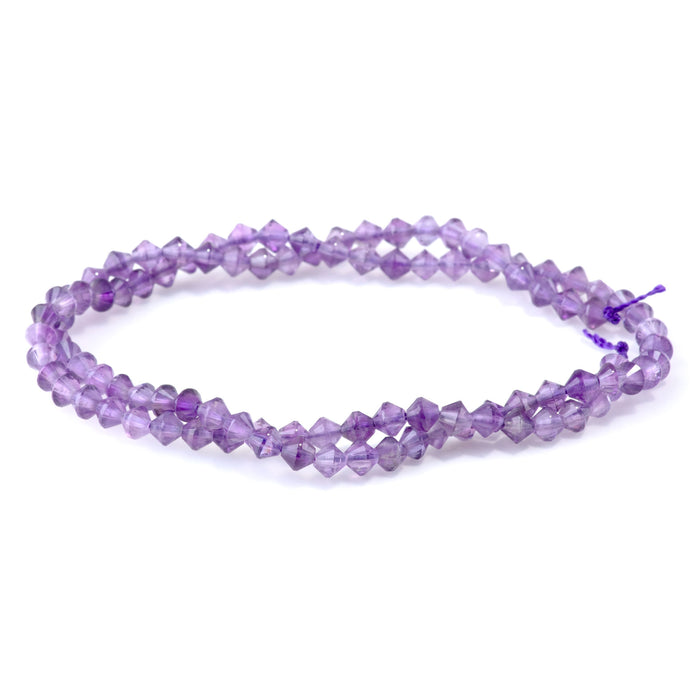 Amethyst 4mm Faceted Bicone - 15-16 Inch