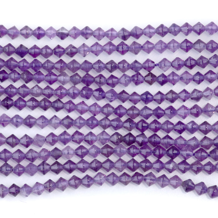 Amethyst 4mm Faceted Bicone - 15-16 Inch