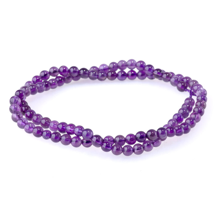 Amethyst 4mm Round A Grade - 15-16 Inch