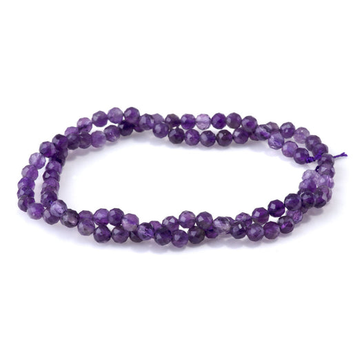 This is a Dakota Stones 4mm Amethyst Gemstone strand with A grade faceted round beads in 15-16 inch strand.