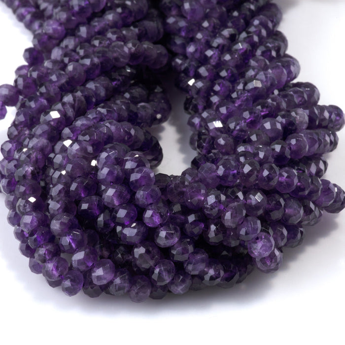 This is a Dakota Stones 4x6mm Amethyst Gemstone strand with A grade faceted rondelle beads in 15-16 inch strand.