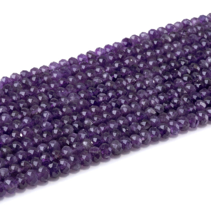 This is a Dakota Stones 4x6mm Amethyst Gemstone strand with A grade faceted rondelle beads in 15-16 inch strand.