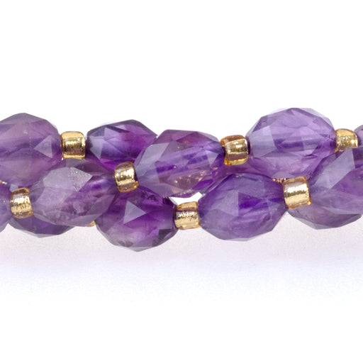 This is a Dakota Stones 4x6mm Amethyst Triangle Cut Rice Gemstone strand with A grade faceted beads in 15-16 inch strand.